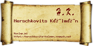 Herschkovits Kálmán névjegykártya